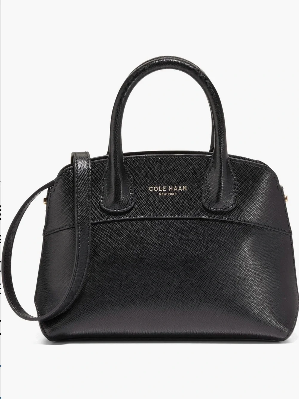 ✅NEW “Cole Haan” The Lady Small Black Saffiano Leather Satchel Bag - Black